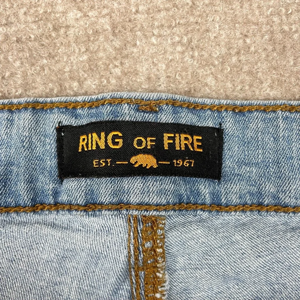 Ring Of Fire Slim Jeans Mens 31x30 Blue Denim Cotton Stretch Distressed Low Rise